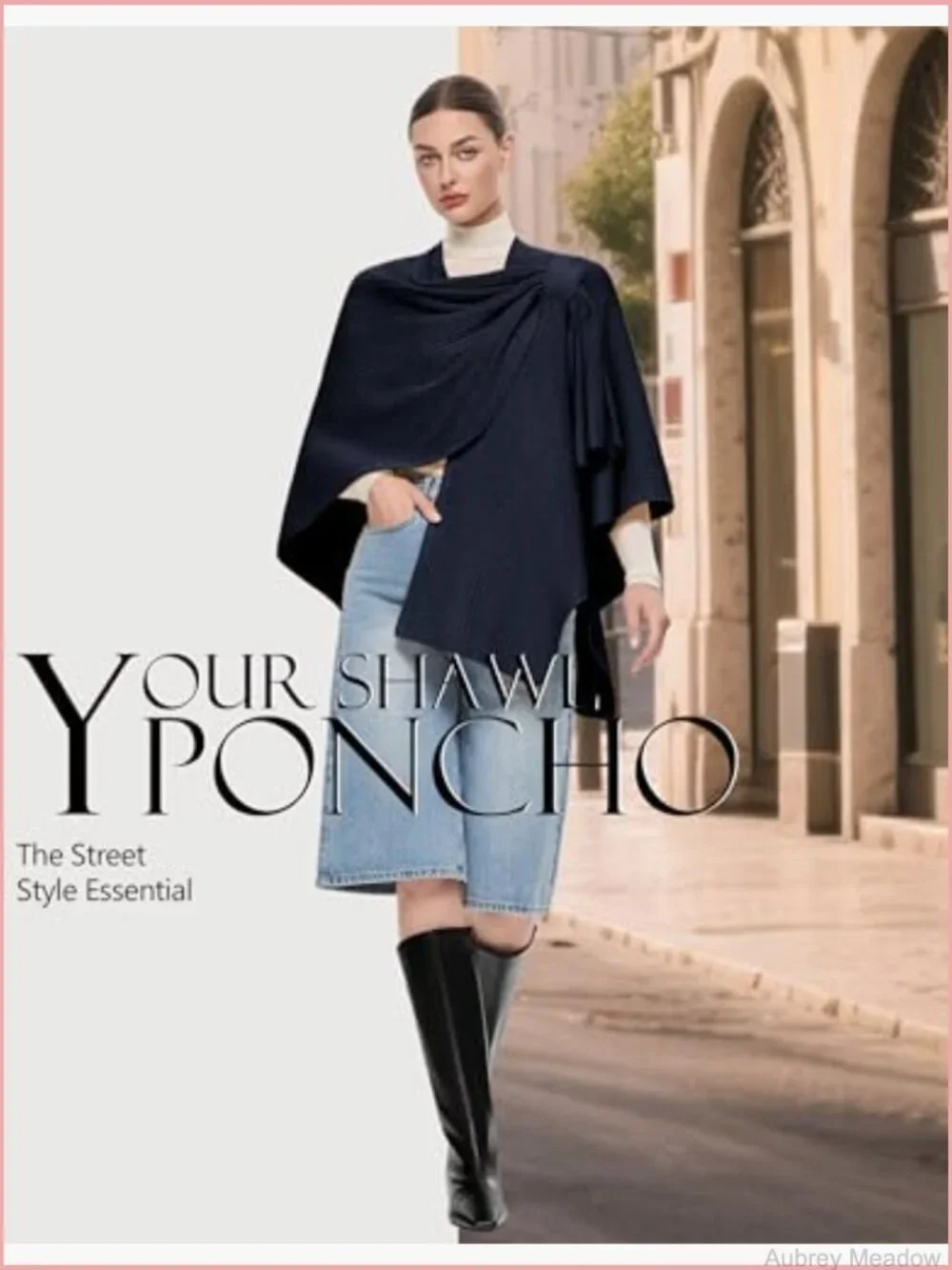 Elegant Cross Front Shawl Wrap Knitted Poncho Cape Sweater Soft Warm Travel Wrap